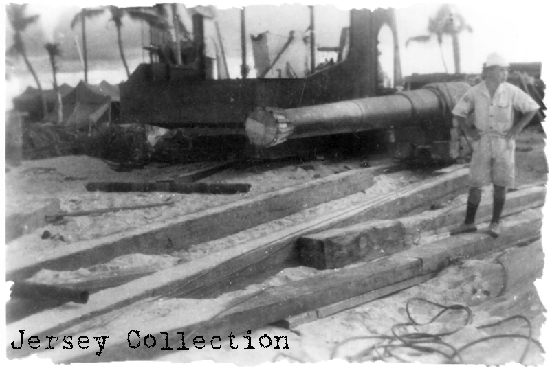 One of the 8-inch guns before it is put in place. (Jersey collection).