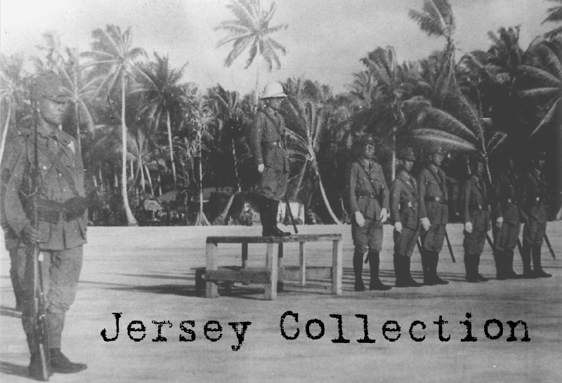 Commander Takeo Sugao, 7th Sasebo Special Naval Landing Force and his staff at Betio, Tarawa (Jersey collection)